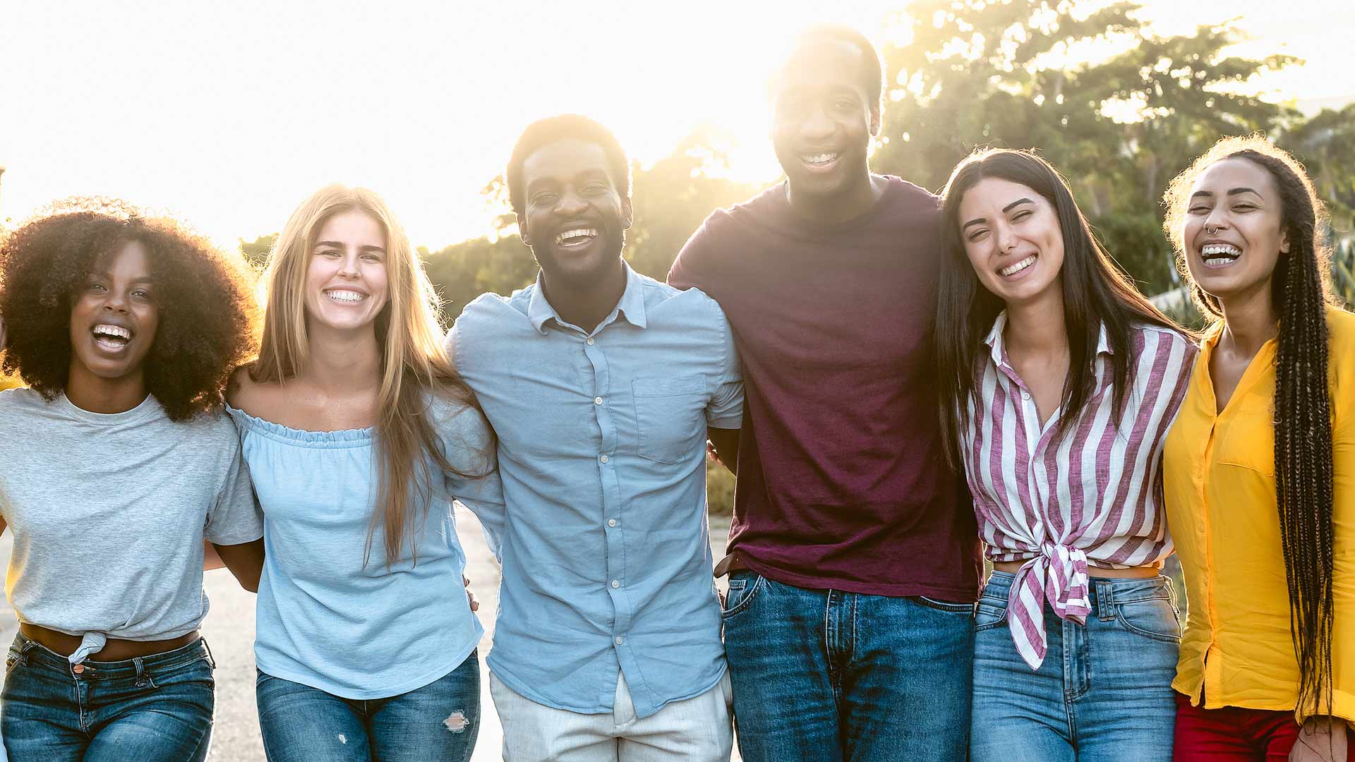 Smiling Friends posing for photoshoot