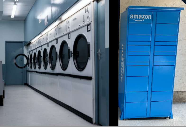 a blue locker and a blue laundry room at The Hampton Gardens